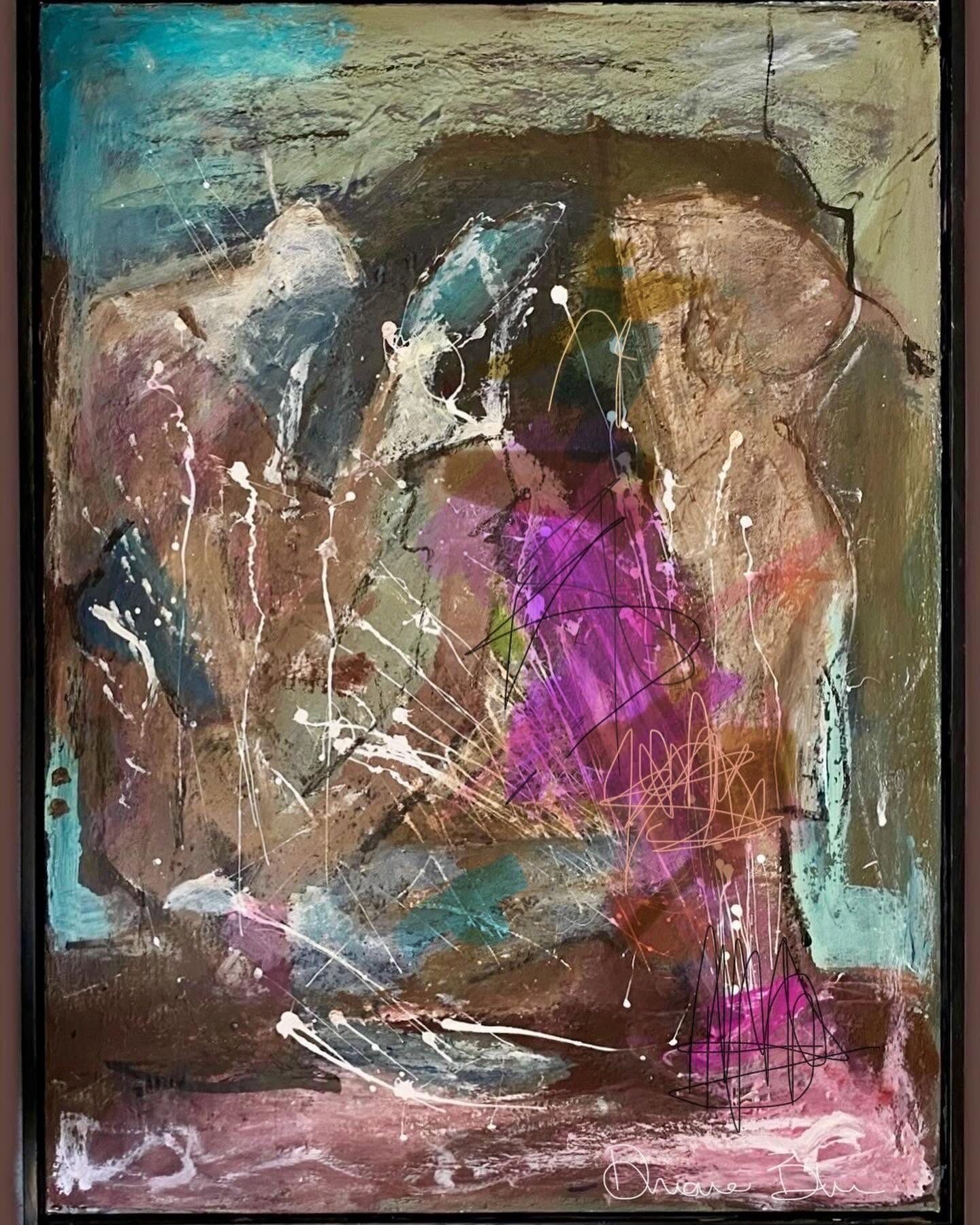 Abstract in magenta, teal and earth